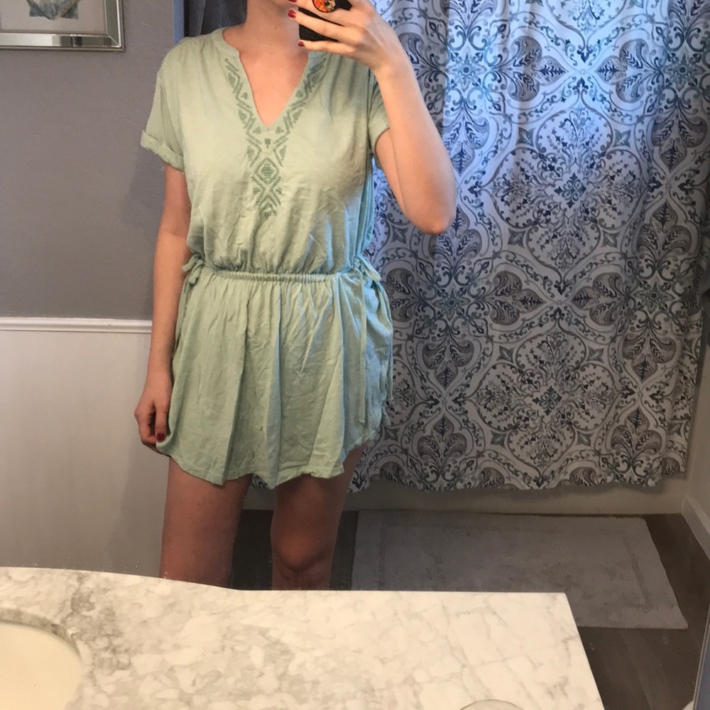 Mini summer dress mint with adjustable waist